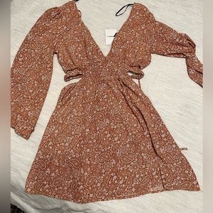 Burnt orange mini cutout dress